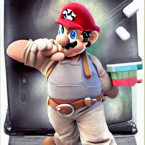 Image similar to chris pratt as mario realistic detailed