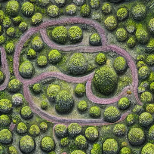 Image similar to bush labyrinth, dron view, oleo painting, higly detailed, 8 k, photorealistic, art concept, artstation, sharp focus