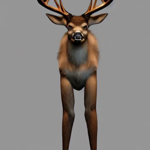 Image similar to hybrid human deer, in a full suit, artstation