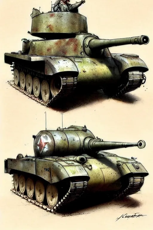 Image similar to (((((1950s retro army tank . muted colors.))))) by Jean-Baptiste Monge !!!!!!!!!!!!!!!!!!!!!!!!!!!