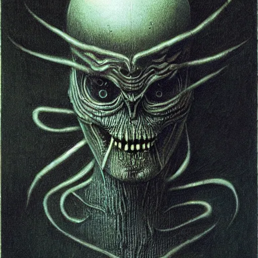 Prompt: the Baron from dune in the style of beksinski and giger