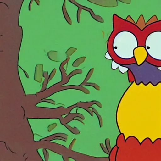 Prompt: woodsy the owl, seen in the simpsons