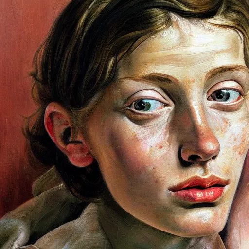 Prompt: high quality high detail painting by lucian freud, hd, girl portrait, photorealistic lighting