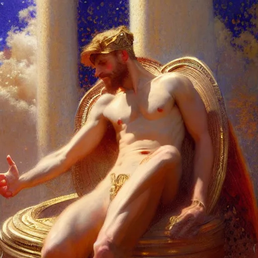 Image similar to stunning male god making akashic records, highly detailed painting by gaston bussiere, craig mullins, j. c. leyendecker, 8 k