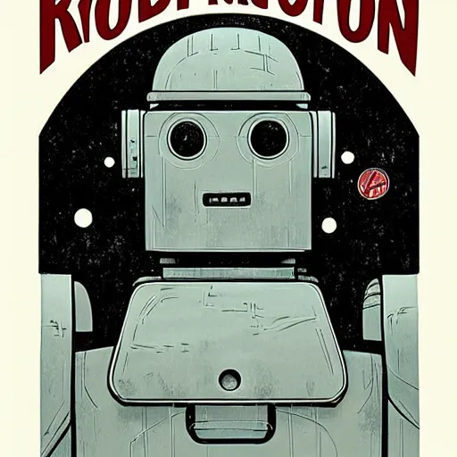 Image similar to robot by norman rockwell, by tim doyle