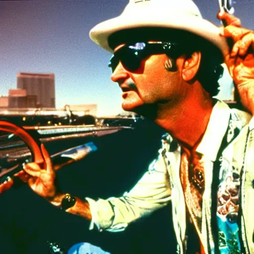 Image similar to bill murray in fear and loathing in las vegas, movie still, promotional shot