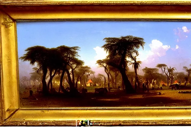 Image similar to oil painting of a nairobi by albert bierstadt