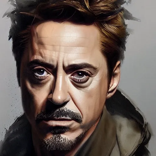 Prompt: hyper realistic portrait painting, beautifully rendered, robert downey jr. as luigi painted by greg rutkowski, wlop, artgerm, dishonored 2