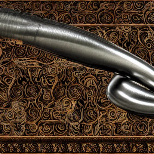 Image similar to a 3 d render of a medieval blowing horn, winding horn, animal horn, higly detailed, mystic, artwork