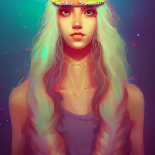 Image similar to portrait of a beautiful hippie, art by lois van baarle and ross tran and sam yang, digital art, high detail, sharp focus, trending on artstation, deviantart, pinterest, 4 k uhd image