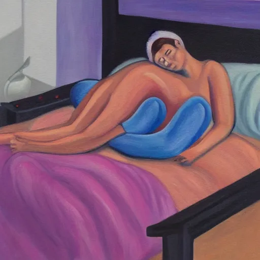 Image similar to painting about feeling alone in bed