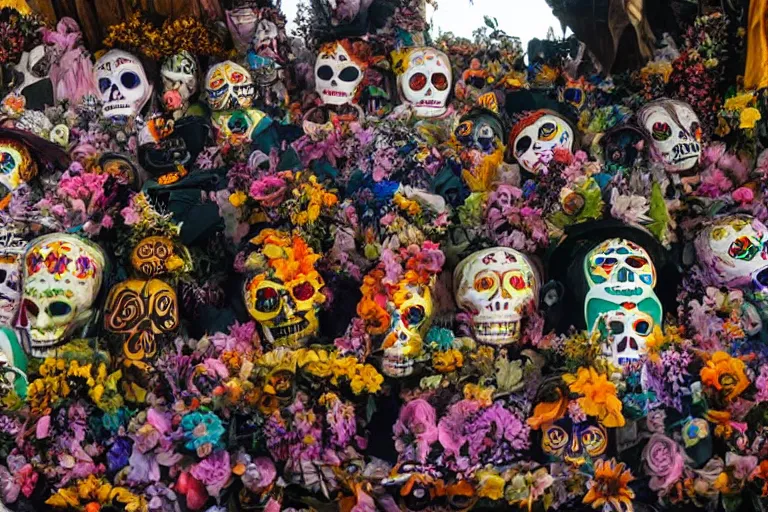 Image similar to cinematography dia de muertos in san magel de ayende by Emmanuel Lubezki