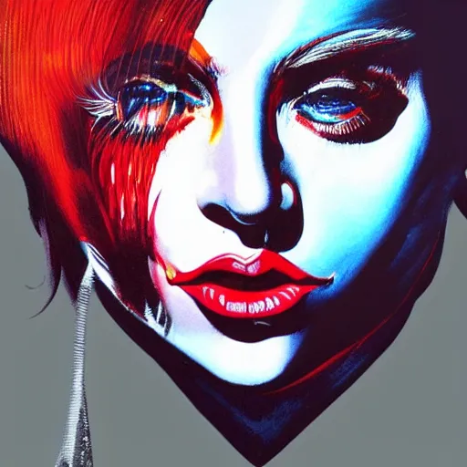 Prompt: detailed details photorealistic pictures lady gaga as harley queen in the style of bob peak and alex ross, gouache and wash paints color, detailed details facial and body and human and environments and proportionate, detailed 5 k details.