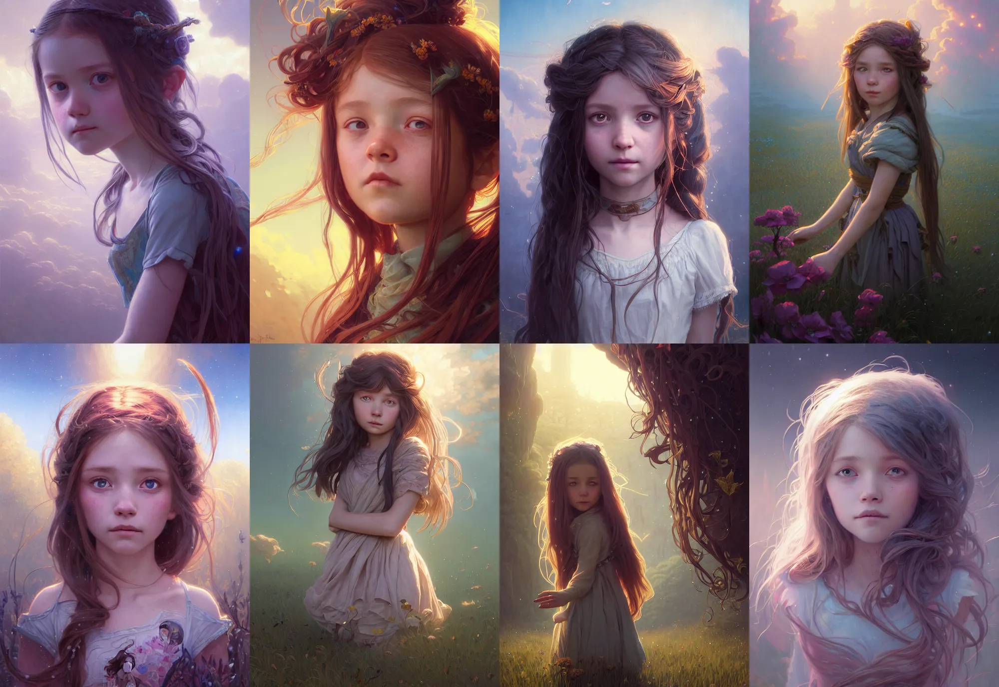 Prompt: highly detailed portrait of a little girl with long hairs, stephen bliss, unreal engine, fantasy art by greg rutkowski, loish, rhads, ferdinand knab, makoto shinkai and lois van baarle, ilya kuvshinov, rossdraws, tom bagshaw, alphonse mucha, global illumination, radiant light, detailed and intricate environment