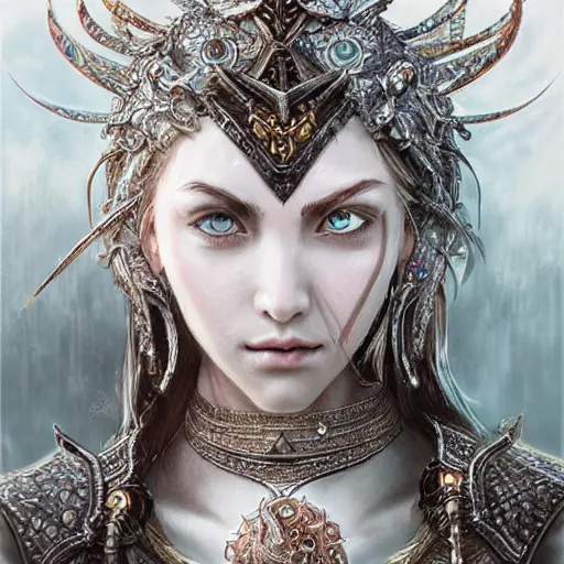 Image similar to beautiful extremely detailed intricate concept art depicting a warrior by wlop. shining jewelry. bcy. net