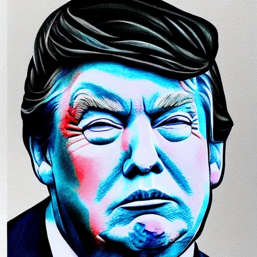 Image similar to donald trump painted in the style of aramaki, shinji