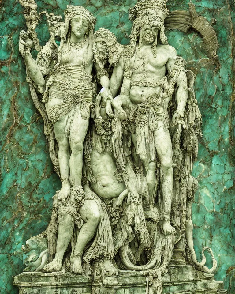 Image similar to achingly beautiful painting of intricate ancient victor emmanuel ii roma on jade background by giger