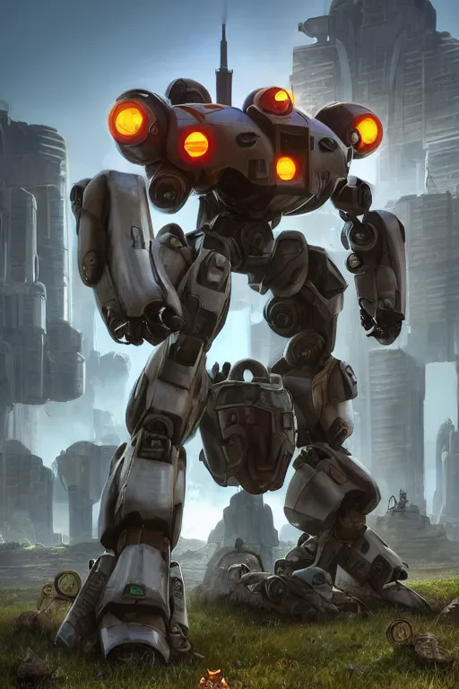 Image similar to mechwarrior 5 : mercenaries mech megaman transformer robot boss tank engine game octane render, 4 k, hd 2 0 2 2 3 d cgi rtx hdr style chrome reflexion glow fanart, global illumination ray tracing hdr fanart arstation by ian pesty by jesper ejsing pixar and disney unreal zbrush central hardmesh