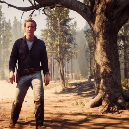 Image similar to Film still of Mark Zuckerberg, from Red Dead Redemption 2 (2018 video game)
