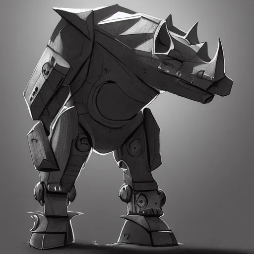 Prompt: robot rhino in the style of stanley artgerm and greg rutkowski