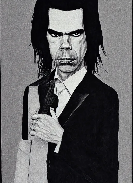 Image similar to Nick cave portrait