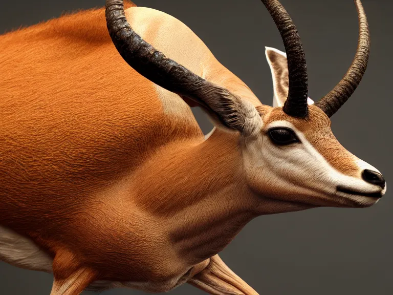 Prompt: An antelope with many large prominent yellowish round skin tumors of various sizes growing on its back. Concept art, octane render, tumors, extremely high detail, details, hyperrealism, cinematic, 8k, depth of field