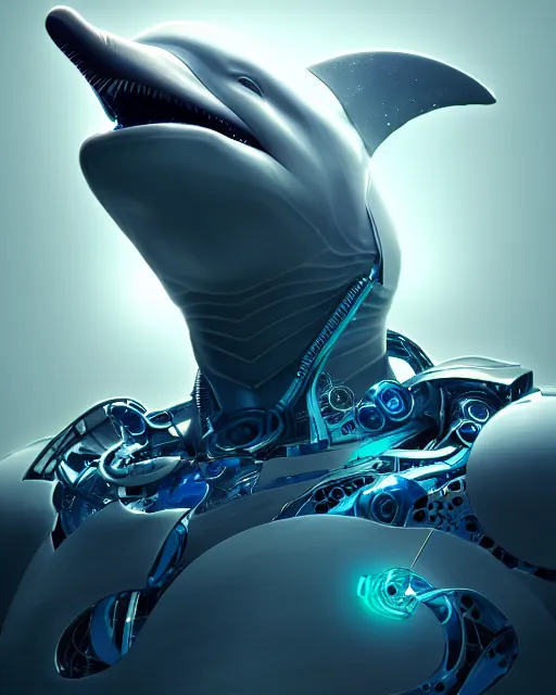 Prompt: mecha male dolphin portrait, cyborg, intricate mechanical body, robot eyes, hyper realistic 3 d render by ilya kuvshinov, peter mohrbacher, greg rutkowski, ryohei hase, dramatic lighting, intricate, highly detailed, sharp focus, luminous, unreal engine, blender, artstation, masterpiece, ray tracing