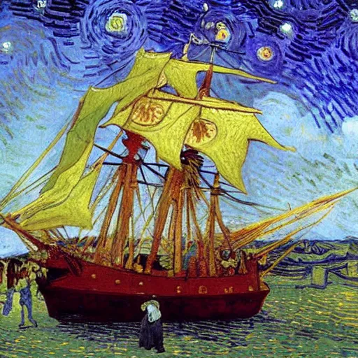 Image similar to christopher columbus painted by van gogh