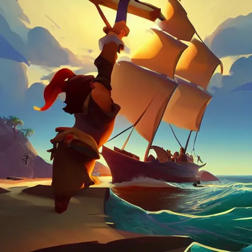 Image similar to painting treasure on sea of thieves game smooth median photoshop filter cutout vector, behance hd by jesper ejsing, by rhads, makoto shinkai and lois van baarle, ilya kuvshinov, rossdraws global illumination