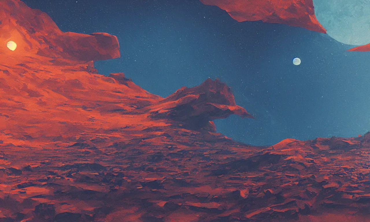 Image similar to mars and moon ground by alena aenami artworks in 4 k