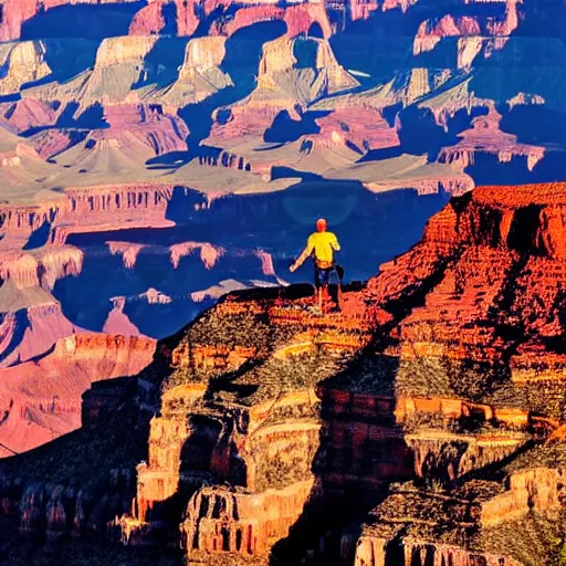 Image similar to Spiderman mountain climbing, grand canyon, orange sky H- 768