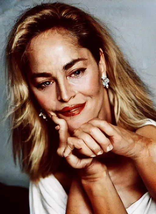 Image similar to Photo of a beautiful 20yo Sharon Stone in the style of Mario Testino, detailed, 82 mm sigma art