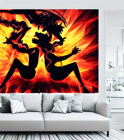 Image similar to dancing demon hyperrealistic 4k walllaper