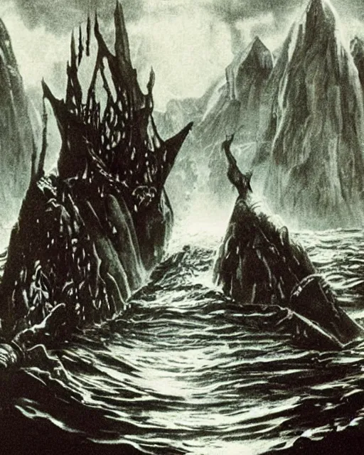 Image similar to dark deep waters in which tolkien's creations are hidden