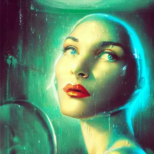 Image similar to detailed face of a woman, large hadron collider, dimensional portal, wet reflections, prism, atmospheric, ambient, pj crook, syd mead, livia prima, artgerm, greg rutkowski, nick alm, casey baugh