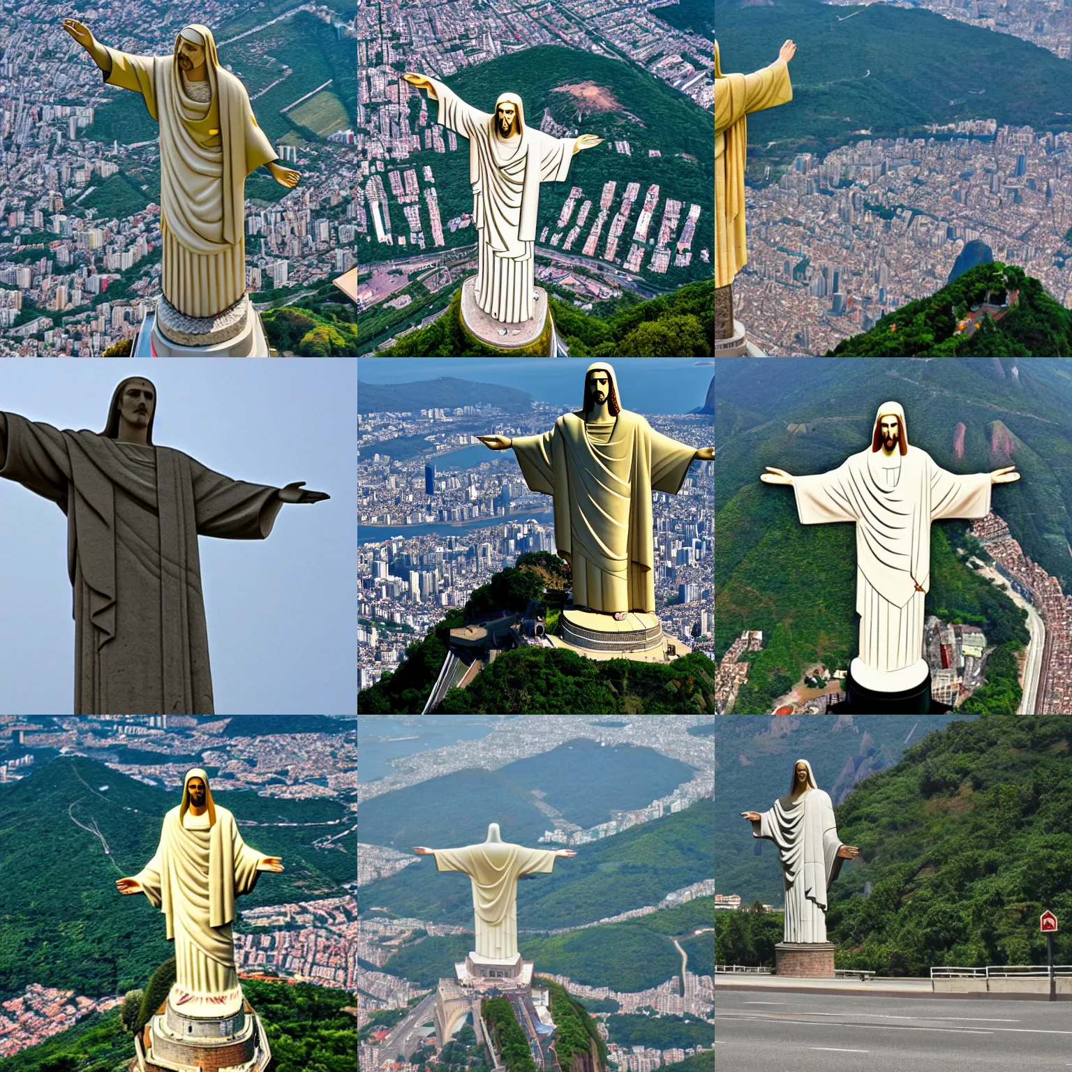Prompt: christ the redeemer statue directing traffic