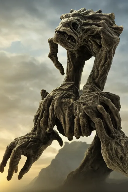 Prompt: A creature made out of hands, 4k UHD, desktop wallpaper, top image of all time on /r/ImaginaryMonsters subreddit