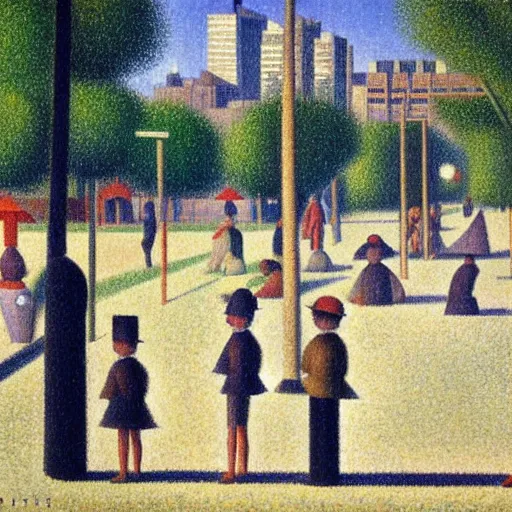 Image similar to Montreal street scene, by Seurat