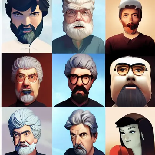 Image similar to face icon stylized minimalist george lucas, loftis, cory behance hd by jesper ejsing, by rhads, makoto shinkai and lois van baarle, ilya kuvshinov, rossdraws global illumination