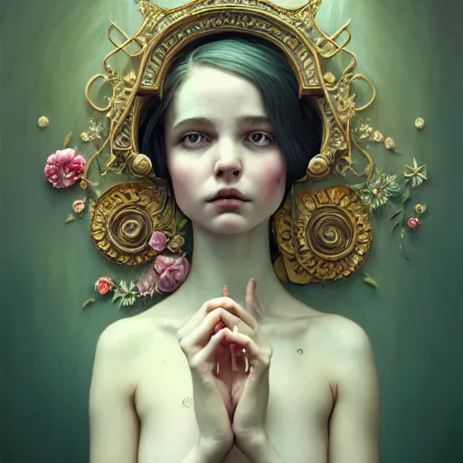 Image similar to lullaby of hope happiness of beautiful young woman, moody : : wes anderson, roger dean, sophie anderson, esao andrews : : ornate, dynamic, particulate, intricate, elegant, highly detailed, centered, artstation, smooth, sharp focus, octane render, 3 d