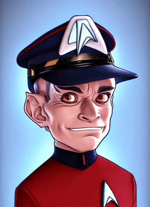 Image similar to cute star trek officer freddy krueger, natural lighting, path traced, highly detailed, high quality, digital painting, by don bluth and ross tran and studio ghibli and alphonse mucha, artgerm