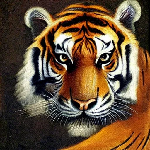 Image similar to painting of tiger by Leonardo da Vinci