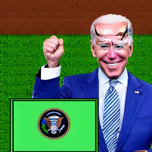 Prompt: joe biden as a minecraft vtuber