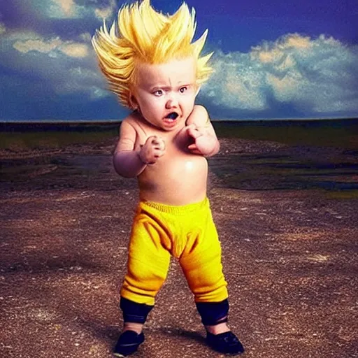 Image similar to baby turning super sayan, award winning photo