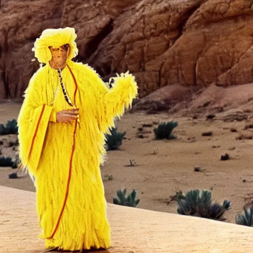 Prompt: a film still of big bird in lawrence of arabia ( 1 9 6 2 ) technicolor