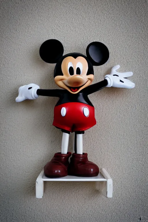 Prompt: “mickey mouse sits on a shelf