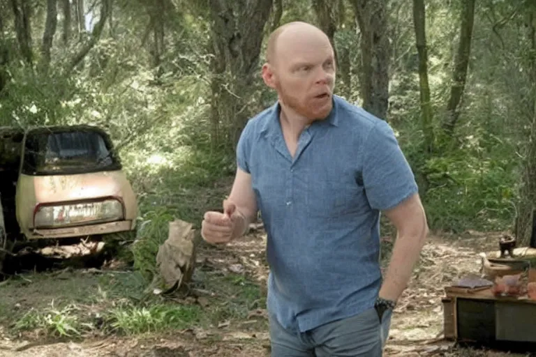 Image similar to a film still of Bill burr in Shack, high quality