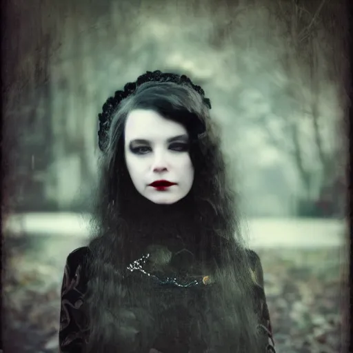 Image similar to A beautiful portrait of a lady vampire, victorian, '20, ominous, depth of field, bokeh, irwin penn, soft light, cinematic