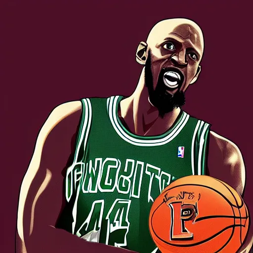 Prompt: Kevin James portraying Kevin Garnett, digital art