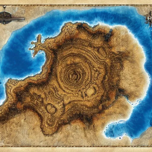 Image similar to fantasy map, hyperdetailed, realistic, giant caldera